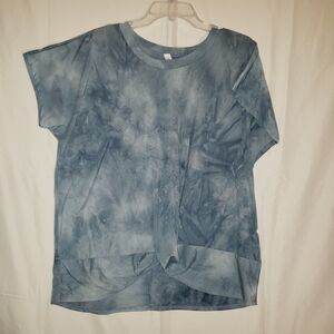Honeyme Blue Tie-Dye Short Sleeve Top